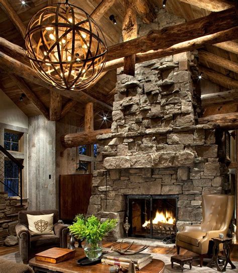 Cabin Design And Decor Rustic Lighting Rustic Fireplace Decor Rustic