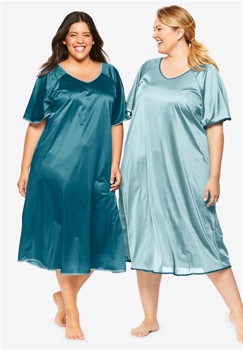 2 Pack Nightgown Set By Only Necessities Plus Size Nightgowns Woman