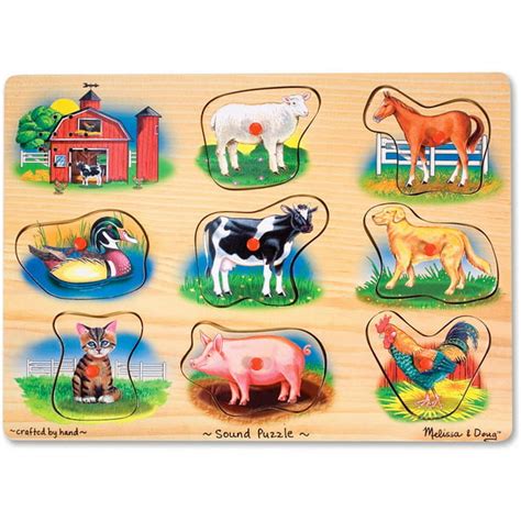 Melissa And Doug Farm Sound Puzzle Wooden Peg Puzzle With Sound Effects