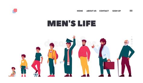 Men Life Landing Page Template Stages Of Man Study Growing Aging Time