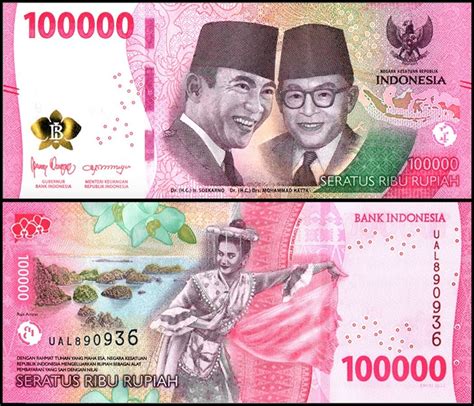 Indonesia 100000 Rupiah Banknote 2022 P 168 Unc