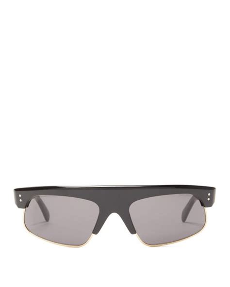 celine browline rectangular acetate and metal sunglasses in black for men lyst