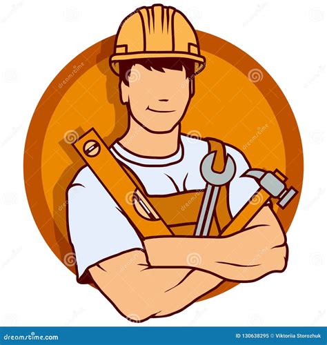 Builder Worker Building Service Logo Builder Company Emblem Vector