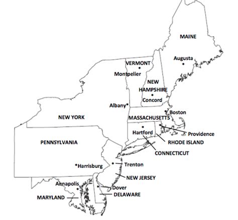 Map Of New England States And Their Capitals Printable Map