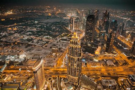 دبي ، الإمارات ، برج خليفة ، خط السماء ، مدينة ، ليل ، رأي ، هندسة معمارية ، مضيئة ، عصري ، وسط