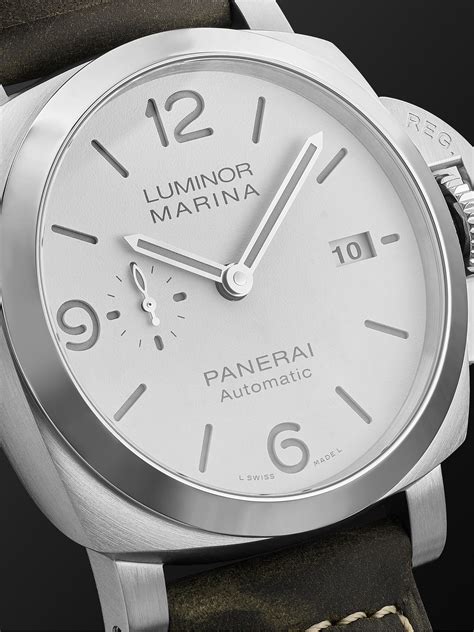 White Luminor Marina Automatic 44mm Stainless Steel And Suede Watch
