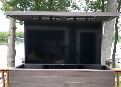 Outdoor Hidden Tv Lift Cabinet Charcoal Ipe Up To 65 Tv