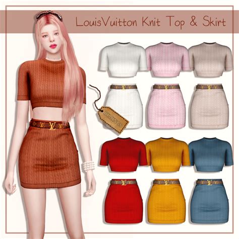 Rimings Louisvuitton Knit Top And Skirt Rimings On Patreon Sims 4
