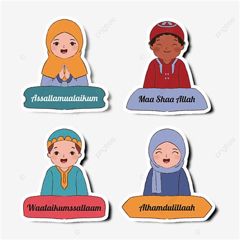 Anak Anak Muslim Mengatakan Kata Yang Baik Stiker Islam Ilustrasi Die