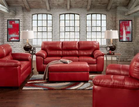 Austin Red Sofa And Loveseat Leather Living Room Sets