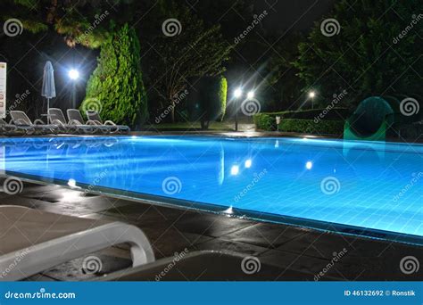 Swimming Pool At Night Stock Photo Image Of Outdoor 46132692