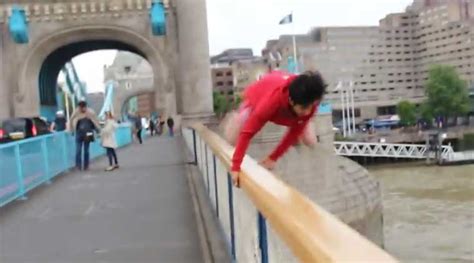 Viral Video Youtuber Jumps Off Londons Tower Bridge But It Doesnt Go So Well Trending News