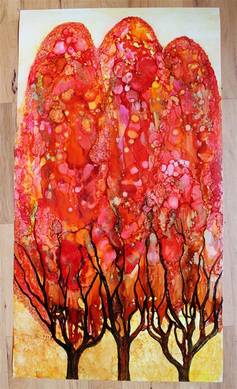 28 X 40 Commission Alcohol Ink Trees Alcohol Ink Alcohol Ink Art