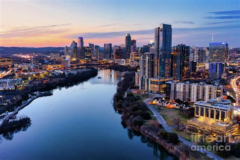 Austin Aerial Skyline At Twilight Photograph By Bee Creek Photography