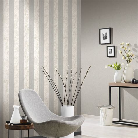 This Beautiful Glitter Stripe Wallpaper Features A Wide Vertical Silver