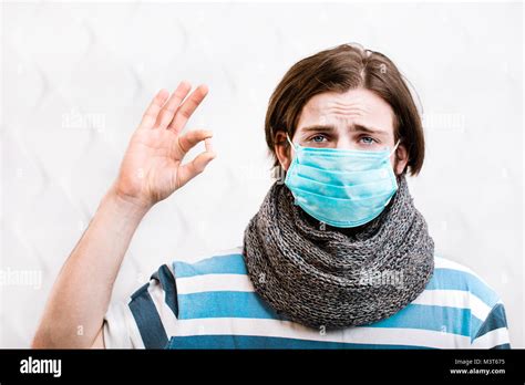 Sick Man Wears Mask Stock Photo Alamy