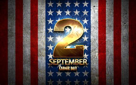 Labor Day September 2 Golden Signs American National Holidays Usa
