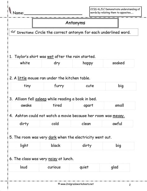 26 Word Relationships Antonyms And Synonyms Worksheet - Worksheet Resource Plans
