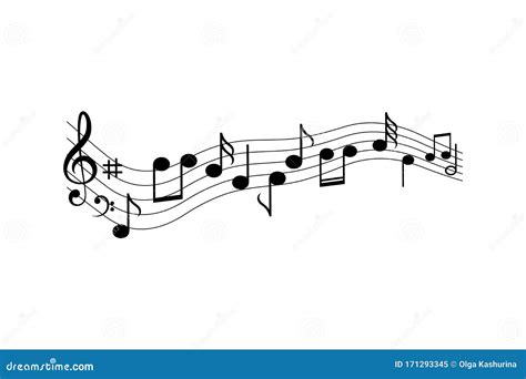 Wavy Music Notes Isolated Vector Illustration Stock Vector