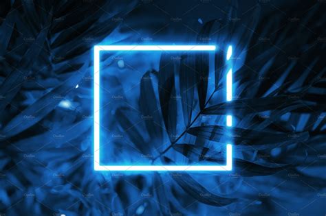 This collection presents the theme of neon background. Tropical blue background neon square | High-Quality ...