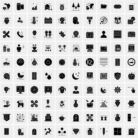 Set Of 100 Universal Solid Icons 13145159 Vector Art At Vecteezy