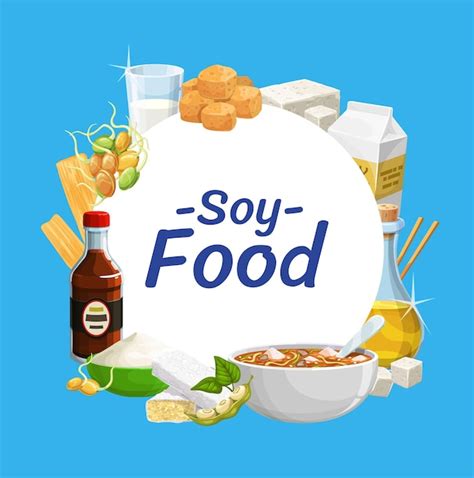 Premium Vector Soy Products Soya Bean Food Tofu Sauce And Milk