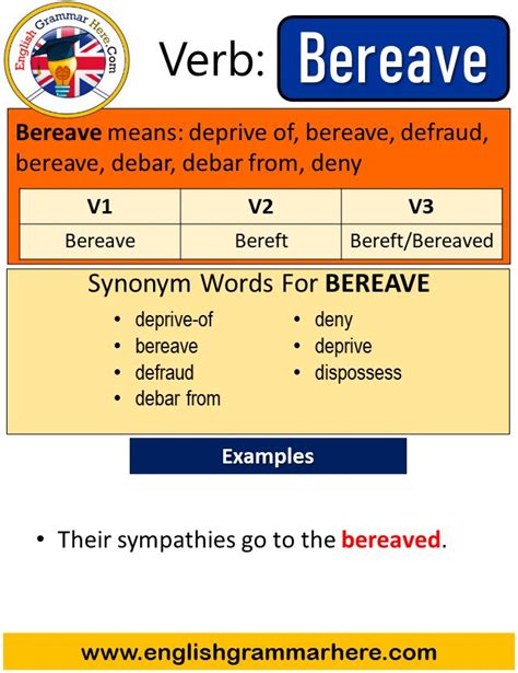 Bereave Past Simple Simple Past Tense Of Bereave Past Participle V1