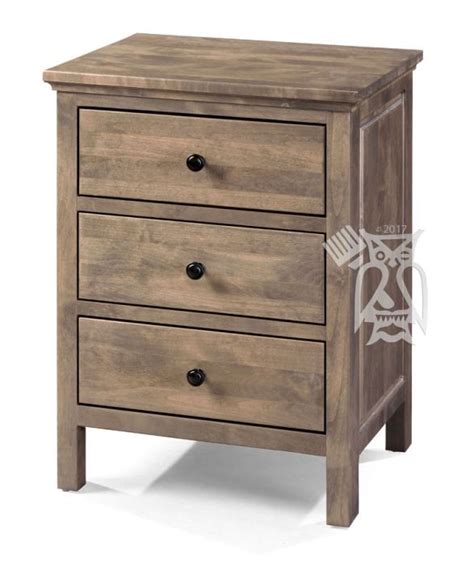 Solid Alder Wood Heritage 3 Drawer Wide Nightstand In Driftwood Finish