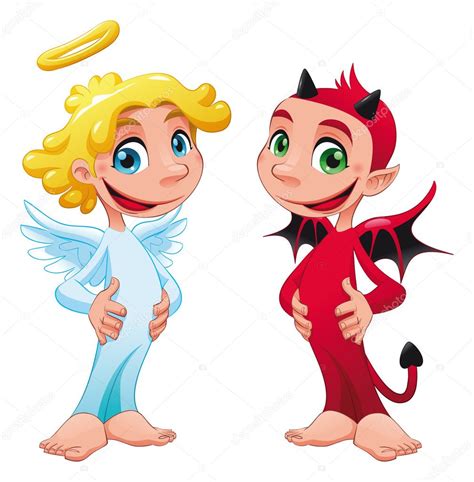 Pictures Cartoon Angel Baby Angel And Devil — Stock Vector © Ddraw