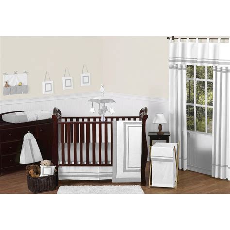 Sweet Jojo Designs 11pc Hotel Crib Set Gray Girl Crib Bedding Sets