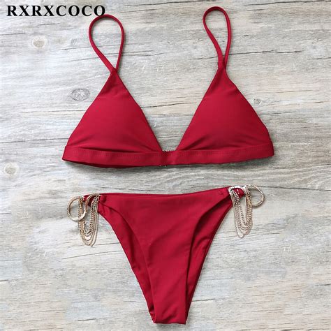 Buy Rxrxcoco Brand Bikinis Women Set Sexy Chain Design Swimwear Woman Swimming