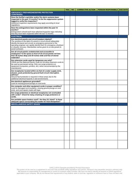 Office Safety Inspection Checklist In Word And Pdf Formats Page 2 Of 2