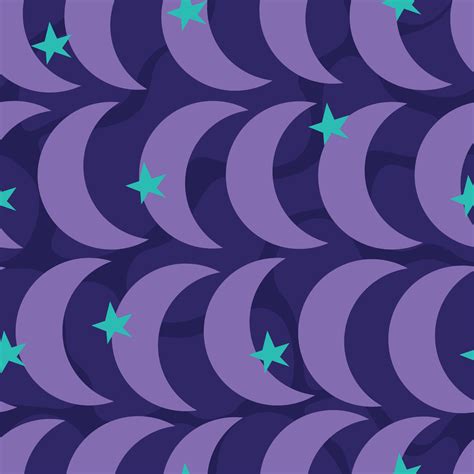 Seamless Pattern Moon From Stars Purple Moon Repeating Pattern On A