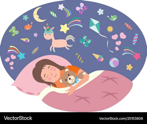 Little Girl Is Sleeping Children S Dreams Vector Image