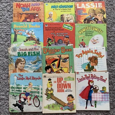 Vintage Whitman Tell A Tale Book Lot Of 12 Disney Lassie Sesame Nursery