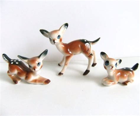 Miniature Deer Figurines Vintage Deer Doe Fawn Figurines Etsy