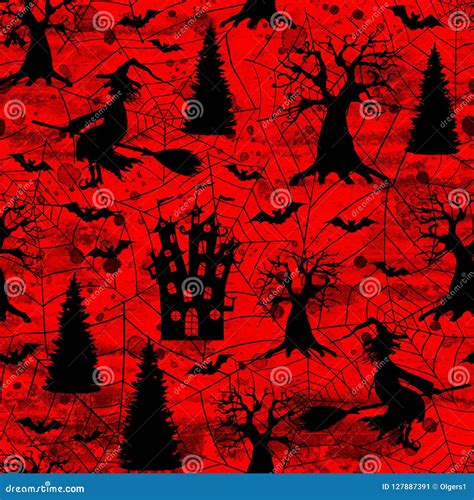 Bloody Blood Red Grunge Abstract Halloween Seamless Pattern Background