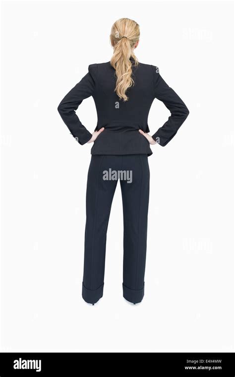 Businesswoman Standing With Back Facing Stock Photo Alamy