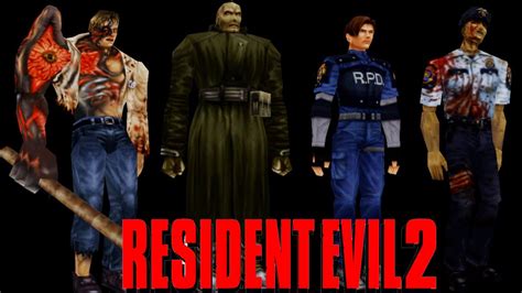 Resident Evil 2 Classic All 3d Characters Models Showcase Youtube