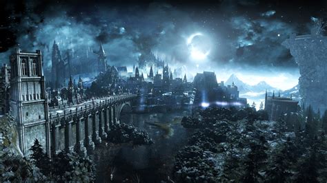 Wallpaper Video Games City Cityscape Night Moon Skyline Dark