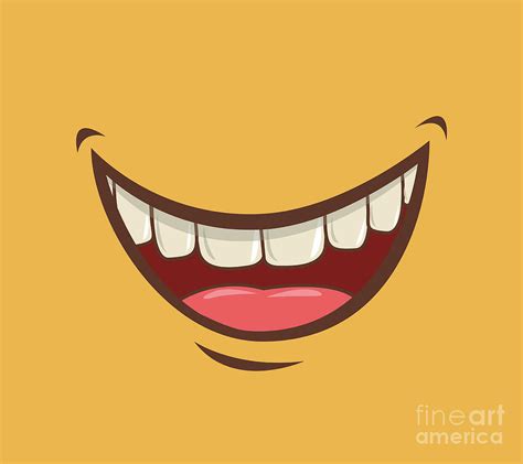 Mouth Face Yellow Cartoon Smile Teeth Happy Emotion Tongue Digital Art