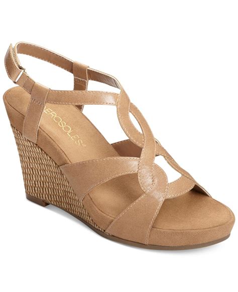 Lyst Aerosoles Fabuplush Wedge Sandals In Natural