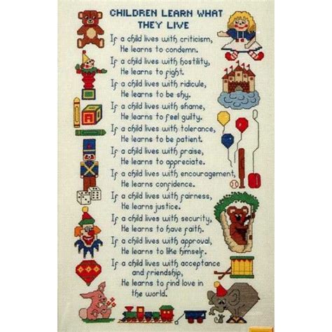 Cross Stitch Children Learn What They Live Sampler Poem