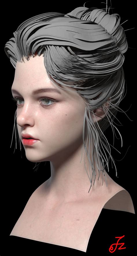 artstation girl head practice felix zou 3d model character female character design