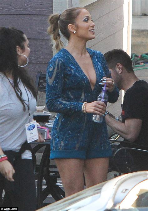 Jennifer Lopez Wears Blue Plunging Playsuit As She Shoots American Idol Daily Mail Online