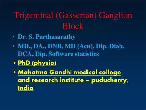 Ppt Trigeminal Gasserian Ganglion Block Powerpoint Presentation