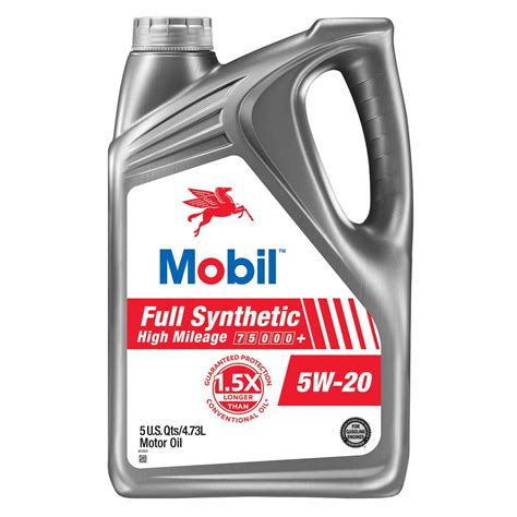 Mobil Full Synthetic 5w 20 High Mileage Engine Oil 5 Quart