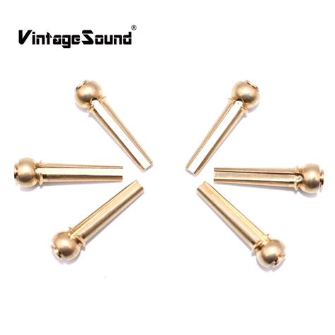 Brass Acoustic Guitar Bridge Pins Gold Metal Solid Copper Endpin 6pcs Replacement Strings Bridge
