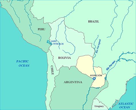Bolivia esta localizada en america del sur. Map of Paraguay