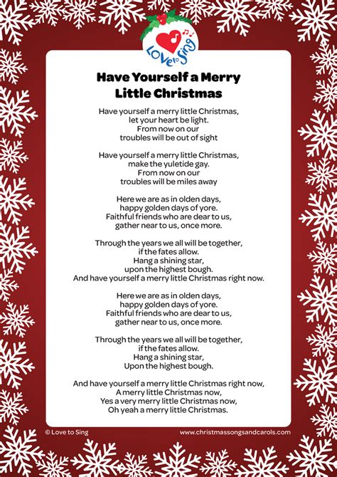 Have Yourself A Merry Little Christmas Lyrics Christmas Songs